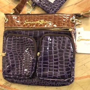 Samantha Brown Travel Crossbody Bag Brown/Purple (NWT)